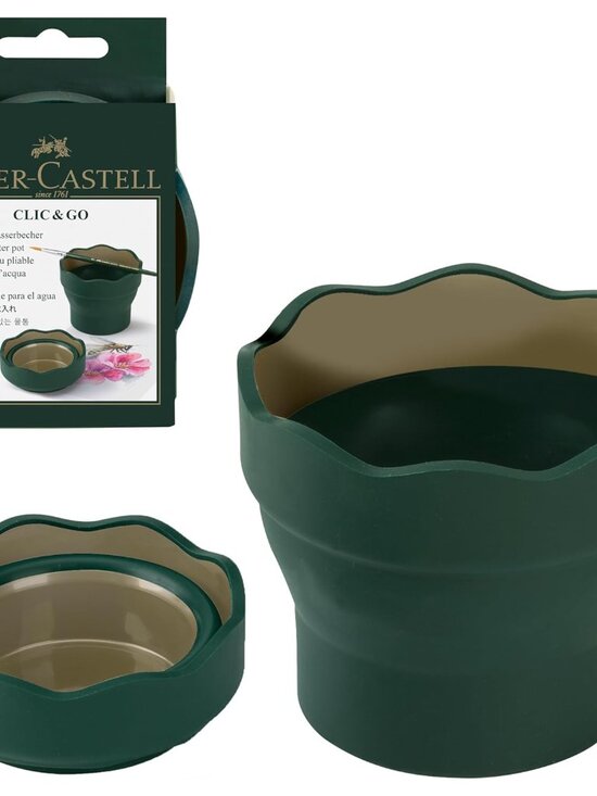 Other - Clic & Go Artist Water Cup, Dark Green - Travel-Friendly Collapsible Brush Clean
